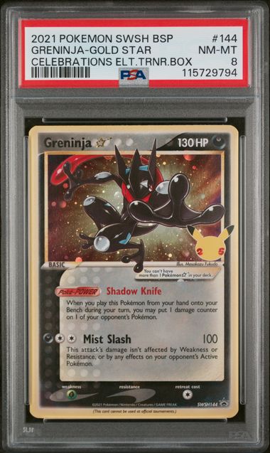 Greninja Gold star promo Celebrations PSA 8
